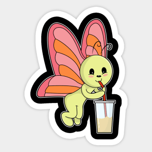 Butterfly at Drinking with Drinking straw & Drink Sticker